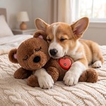 Topika Heartbeat Plush Toy Bear, Soft Calming Pet Companion