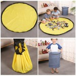 Topika Toy Storage Hamper with Play Mat, Felt Laundry Basket for Kids
