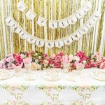 Topika-146 Piece Bridal Wedding Tableware with Paper Plates Cup Napkins Banner