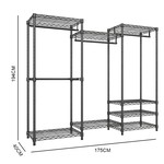 Topika Heavy-Duty Wardrobe Organiser, 4 Rods, 8 Shelves, 175 x 40 x 194 cm