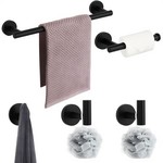 Bathroom Hardware Set, Towel Bar, Rings, Hooks, Paper Holder - 9 piece