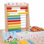 Topika 10-Row Wooden Abacus for Kids with 120 Cards & Counting Sticks