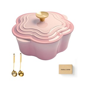 Topika Floral-Shaped Cast Iron Dutch Oven with Lid & Soup Spoon, 20cm, 2L