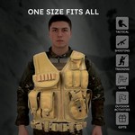 Topika Tactical Vest 600D Polyester Adjustable Training Vest Khaki