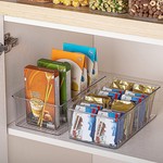 Topika 4 Pack Clear Storage Containers with Dividers Cabinet Organiser Bins
