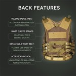 Topika Tactical Vest 600D Polyester Adjustable Training Vest Khaki