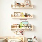 Topika 4 Piece Kids Nursery Floating Bookshelves With Beaded Rails