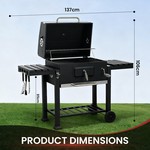 Topika Outdoor Charcoal Braai Grill & Dual Side Tables, Hooks, Thermometer