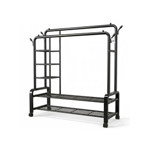 Topika Double Bar Clothing Rack Stand & 3+2Tier Storage,Clothes Organizer