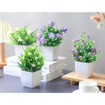 TopikaHome - 4 Artificial Potted Flowers, Small Faux Plants for Home Decor