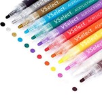 VSelect - Acrylic Paint Markers, 12 Colours, Dual Tip, Fine and Dot Tips