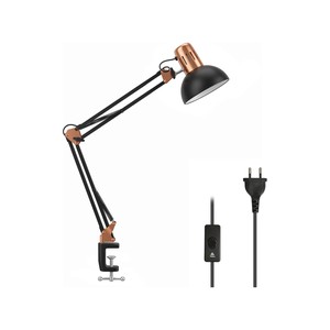 Topika LED Clamp Desk Lamp, Long Arm Foldable Metal Table Lamp For Reading