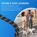 Double Dog Leash, Shock Absorbing Bungee & Reflective Thread