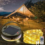 Topika Outdoor Solar String Lights, Camp String Lights 12M Rechargeable LED