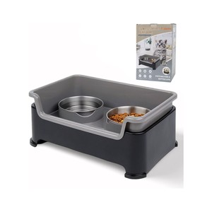 Topika - Cat Bowls Elevated, Raised No-Spill Feeder with 2 Dishes