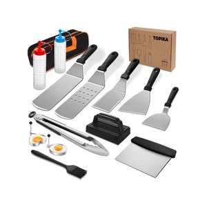 Topika - 14-Piece Flat Grill Tool Set for Camping, Outdoor Cooking & More