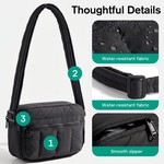 Topika Puffy bag lightweight nylon crossbody handbags for women, Black