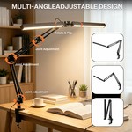 Topika - Dual Head LED Desk Lamp With Clamp, USB Powered Adjustable Arm