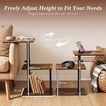Topika -C Shaped End Table for Couch With 3 Tier Storage& 360 Swivel Top