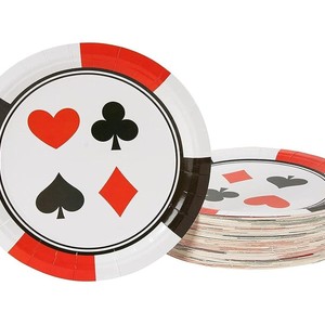 Topika - 80pcs Poker Casino Disposable Dinner Paper Plates 23cm
