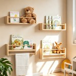 Topika 4 Piece Kids Nursery Floating Bookshelves With Beaded Rails