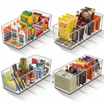 Topika 4 Pack Clear Storage Containers with Dividers Cabinet Organiser Bins