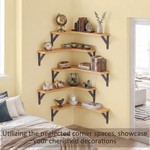 Topika Corner Floating Shelf, Brown solid Wood Wall Mounted Shelf