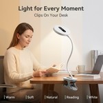 Topika Clip-On Desk Lamp, Rechargeable LED Bedside Lamp With Touch Control