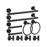 Topika - Bathroom Towel Racks Set 10 Pieces, Black/Silver Accessory Kit