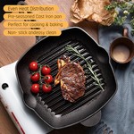 Topika Nonstick Cast Iron Grill Pan 28cm Square Cast Iron Steak Grill Pan