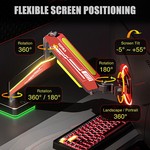 Topika - Heavy-Duty Single Monitor Arm Mount, RGB, Compatible with 13-49" Screens
