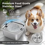 Topika Stainless Steel No Spill Dog Water Bowl, 3L Slow Feeder for Pets