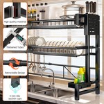Topika 2 Tier Adjustable Over The Sink Dish Drying Rack& Accessories