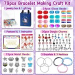 Topika DIY Charm Bracelet Making Set Beads Jewelry Gift Box 79pcs