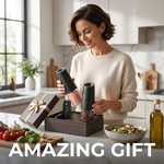 Topika-Electric Salt And Pepper Grinder Set,Rechargeable - 2 Gravity Mills