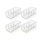 Topika 4 Pack Clear Storage Containers with Dividers Cabinet Organiser Bins