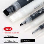 ZEYAR - (6 Pack) Black & White Acrylic Paint Pen Set for Multi-Surface Art