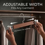 Topika - Wood Hangers For Clothes, 10-Piece Pants Hangers With Metal Clips