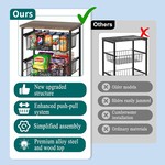 TopikaHome- 4-Tier Kitchen Fruit Basket Cart with Pull-Out Storage Bins