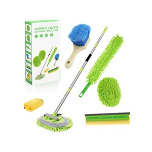 Topika - Car Wash Mop Kit, Long Handle, Brush, Microfiber Cloths & Squeegee