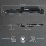 Topika Tactical Knife Folding Knive Pocket Knife For Men, LED Fire Starter