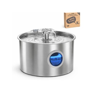 Topika Stainless Steel Cat Water Fountain 3.2L, Whisper-Quiet