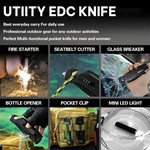 Topika Tactical Knife Folding Knive Pocket Knife For Men, LED Fire Starter