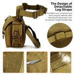 Topika Khaki Waterproof Thigh Bag Tactical Leg Bag with Bottle Holder