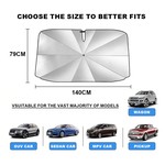 Topika Foldable Umbrella Car Windshield Sunshade with Bag -Black 140 x 79cm