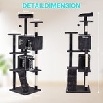 TopikaPet - 135cm Large Cat Tree Tower with Scratching Posts & Playhouse