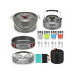 Topika 22pcs Camping Cookware Set for 4, Camp Utensils for Outdoor Cooking