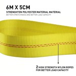 TopikaAuto 9T 6m Heavy Duty All Terrain Tow Recovery Strap with Hooks & Bag