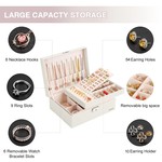 TopikaHome - PU Leather Jewelry Organizer Box, 2 Layer Jewelry Box Storage