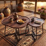 Topika - Clover Nesting Coffee Table Set Modern Lounge Tables 2 Finish